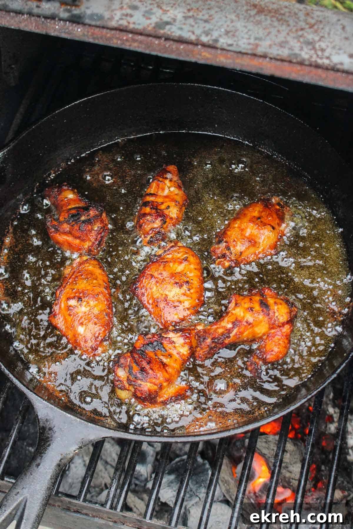A shot of the frying wings.