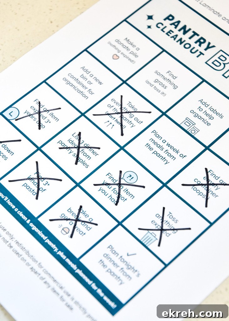 how to play pantry cleanout bingo.