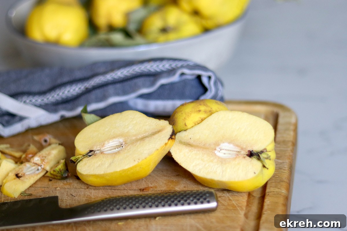 How to Make Quince Jelly: Classic Homemade Recipe 6 Slicing Quince