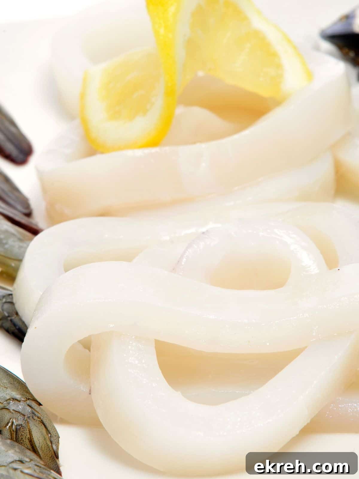 Raw squid cut into rings.