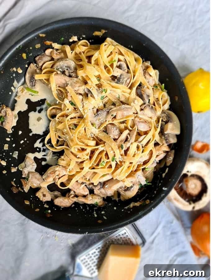 Creamy chicken mushroom pasta - quick 30 minute dinner