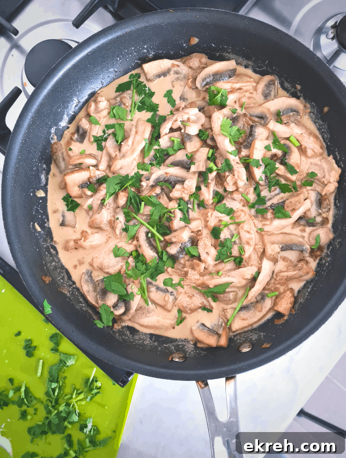 Chicken and mushroom in creamy sauce