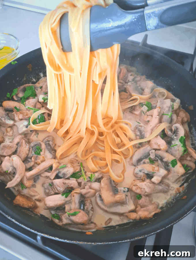 Creamy sauce with fresh parsley