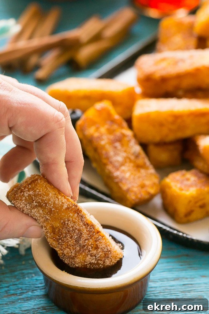 Pumpkin Churro French Toast Sticks Recipe 5 Light and fluffy pumpkin french toast sticks coated in cinnamon sugar. They're super fun to eat and they taste like a churro!