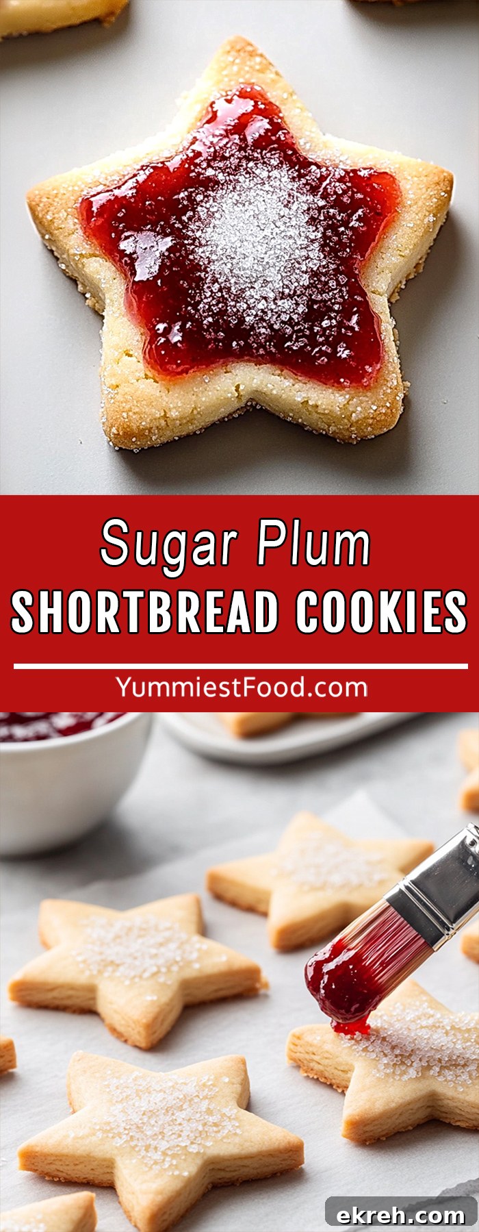 Sweet, buttery, and sparkling with holiday magic — these Sugar Plum Shortbread Cookies are pure Christmas joy in every bite! Sugar Plum Shortbread Cookies with jam centers and sparkling sugar topping on a holiday plate. Perfect for the Holidays!