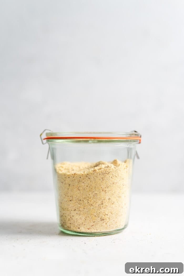 Sealed Weck jar filled with vegan parmesan cheese.