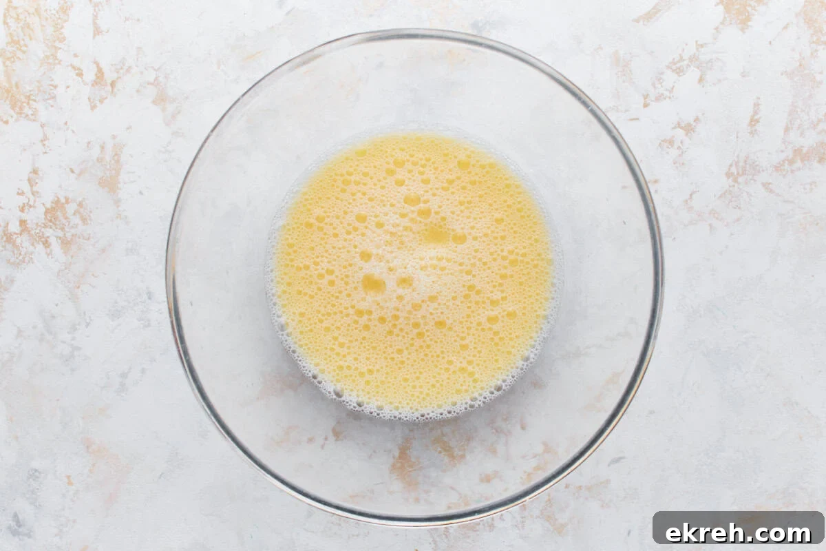 Mixture in a glass bowl.