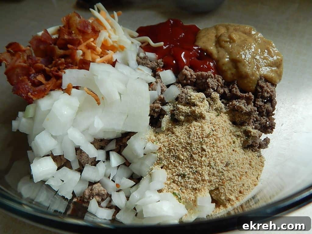 Ingredients for WW Bacon Cheeseburger Casserole