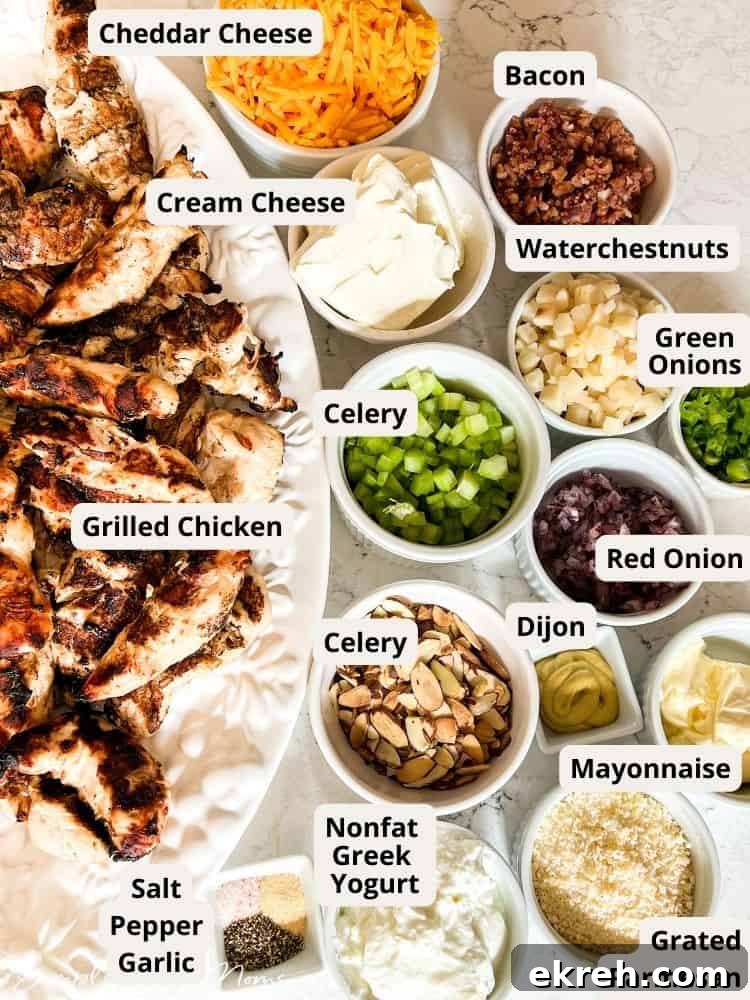 Simply Stated Episode 49: Actionable Insights 5 Containers of all the ingredients used to make keto Southern hot chicken salad.