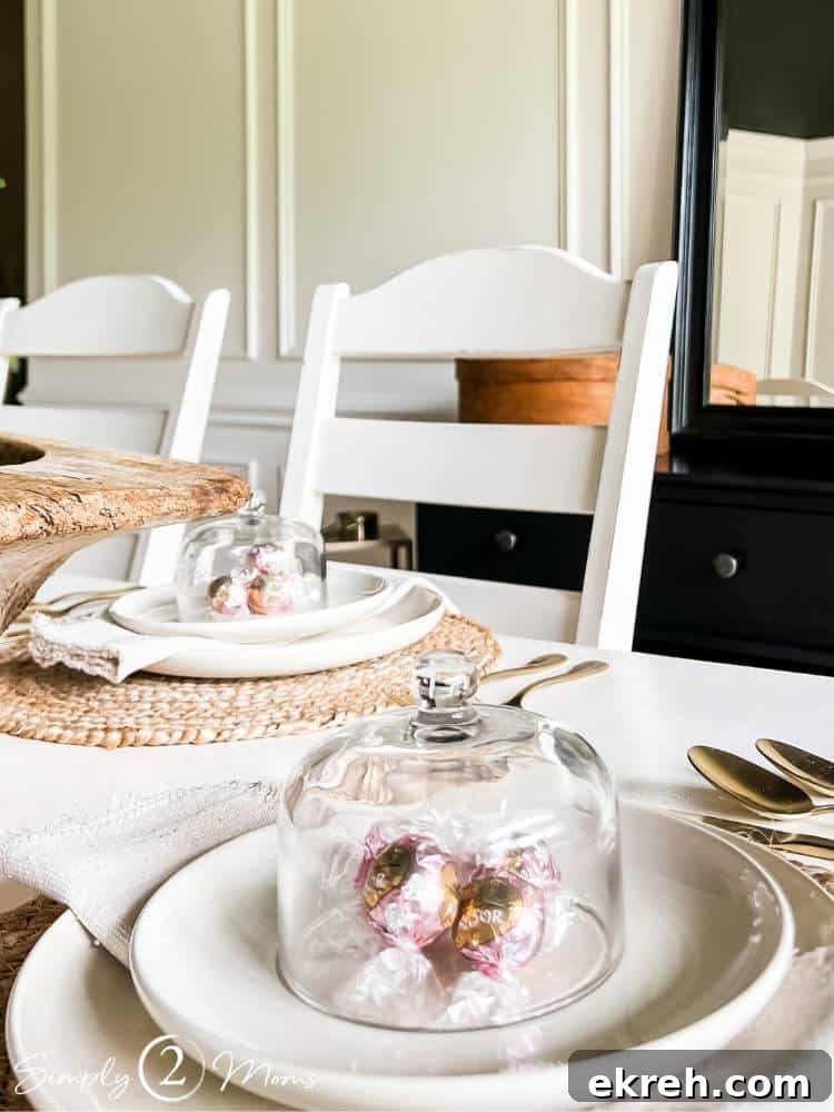 Simply Stated Episode 49: Actionable Insights 6 table place settings with candy under glass cloche on plate