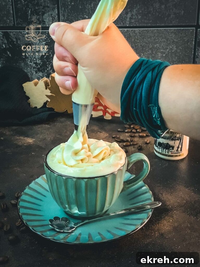 3-Ingredient Maple Whipped Cream Recipe 9 Pipe the maple syrup whipped cream on top of your coffee and enjoy!