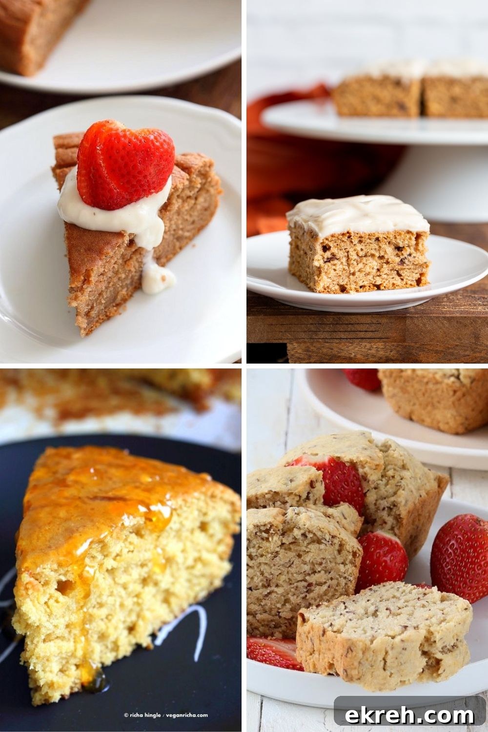 a collage of vegan eggless cakes 
