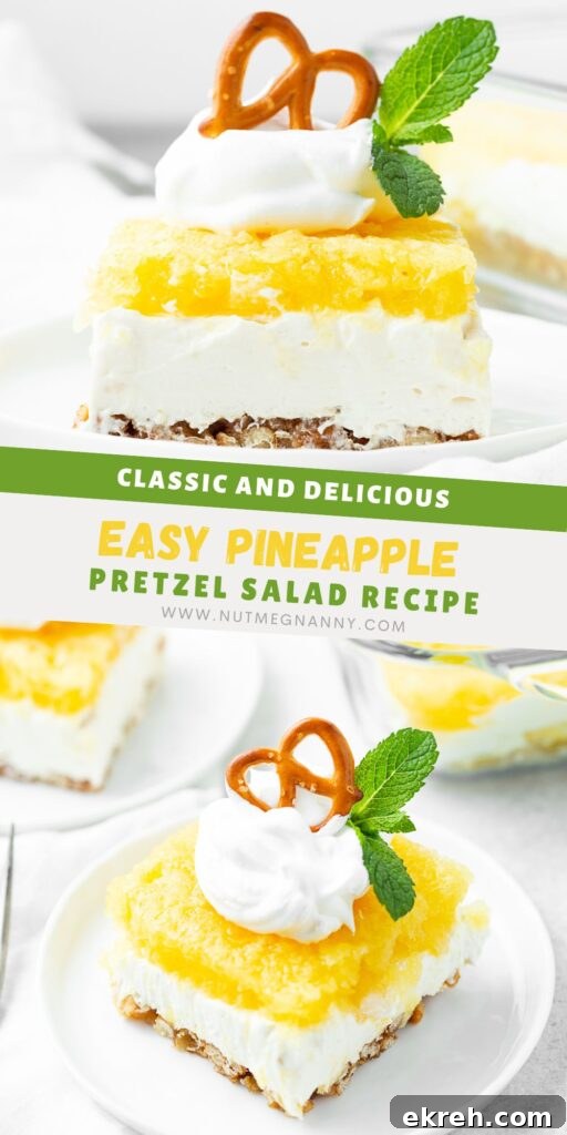 Pineapple Pretzel Salad pin for Pinterest.