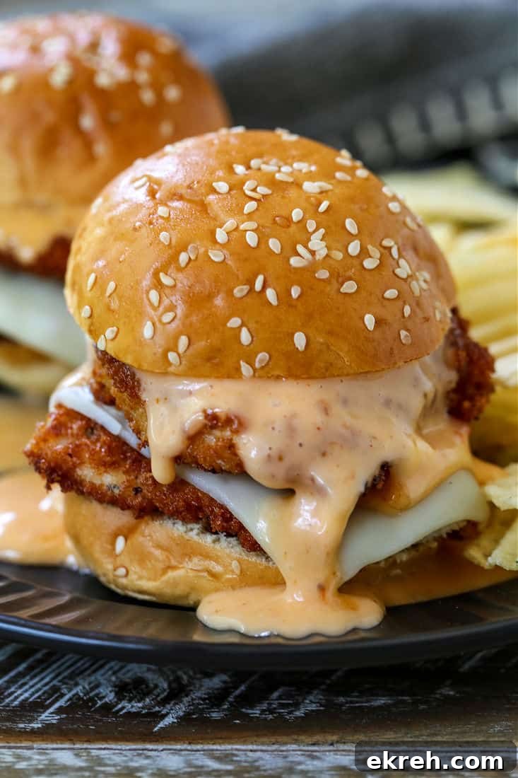 crispy chicken slider sandwich with bang bang sauce