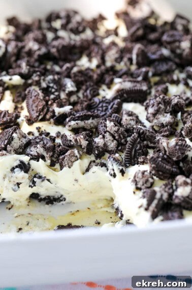 Oreo Poke Cake Recipe: Creamy Cookies and Cream Dessert 4 no bake oreo dessert in baking dish