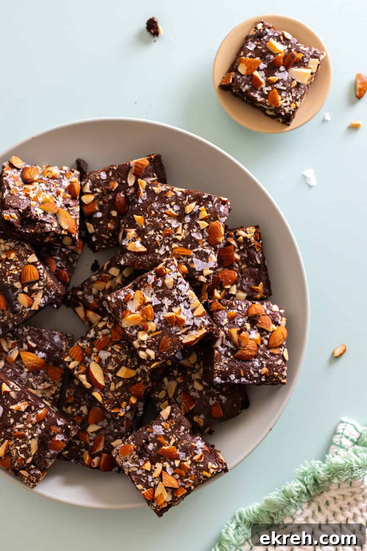 Fudgy Mocha Almond Brownies Recipe 13 Plate of Mocha Fudge Brownies with Almonds