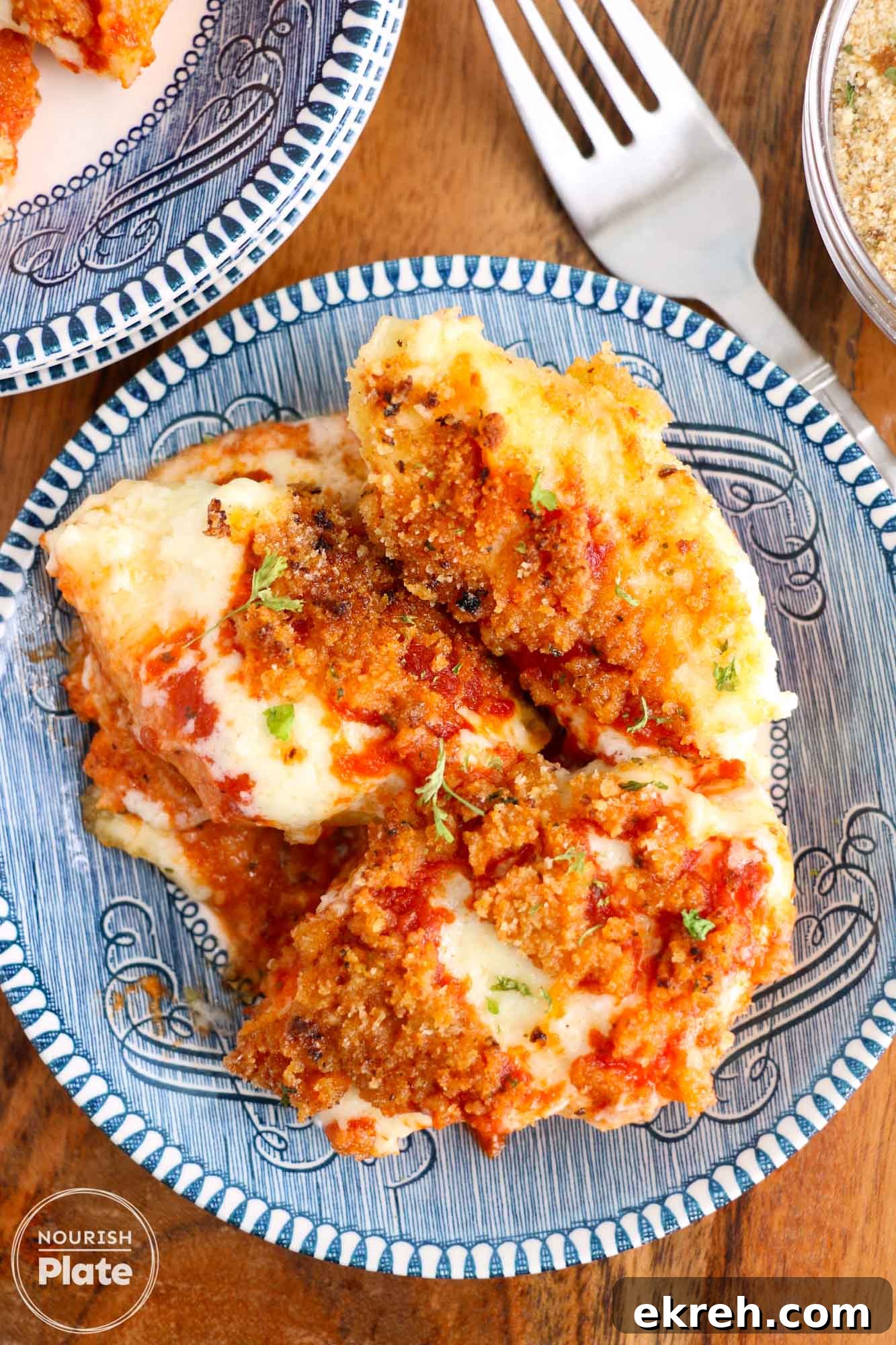 Olive Garden Stuffed Shells Copycat Recipe 3 Overhead shot of a plate with stuffed jumbo shells