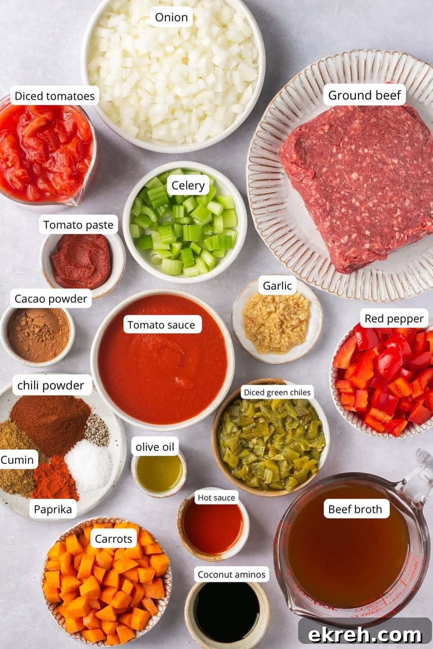 ingredients for no bean chili