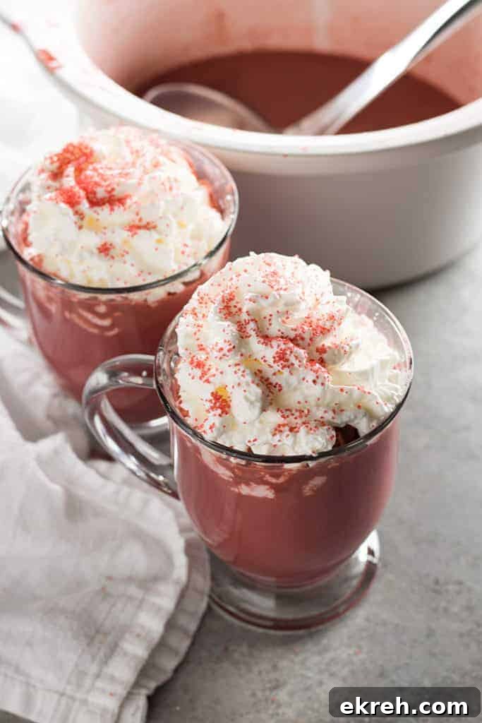Red Velvet Hot Chocolate Made in the Crockpot