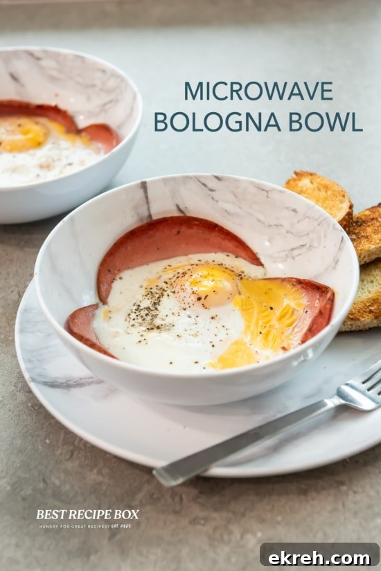 bologna bowl in microwave with toasted bread 