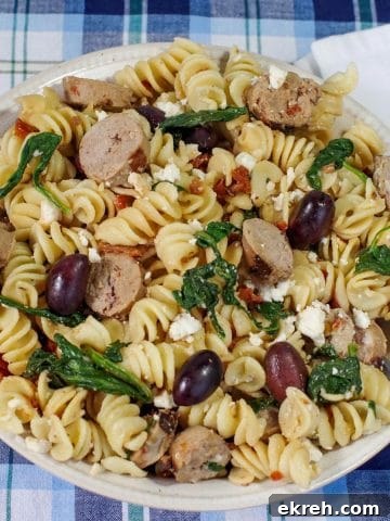 Mediterranean pasta in a bowl