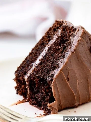 White and pink background and plate with eaten slice of double chocolate cake, silver fork