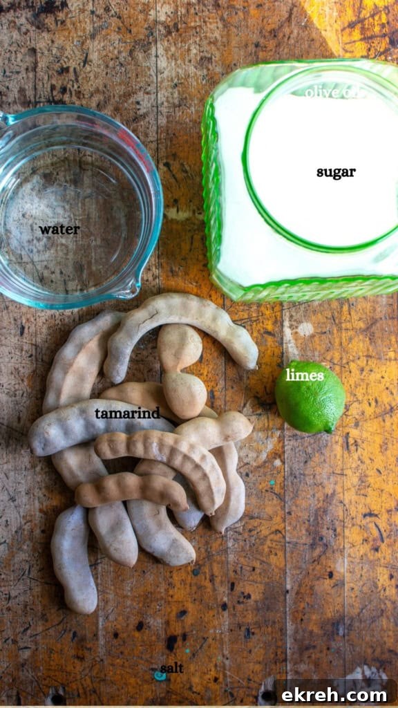 Tamarind Agua Fresca Recipe: Agua de Tamarindo 4 All the ingredients to make tamarind agua fresca.