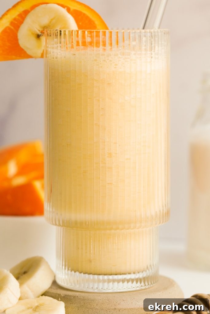 smoothie with fresh orange and frozen banana