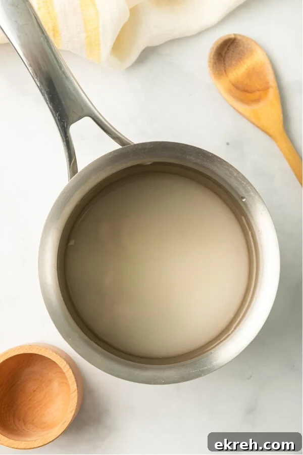 sugar water in pan