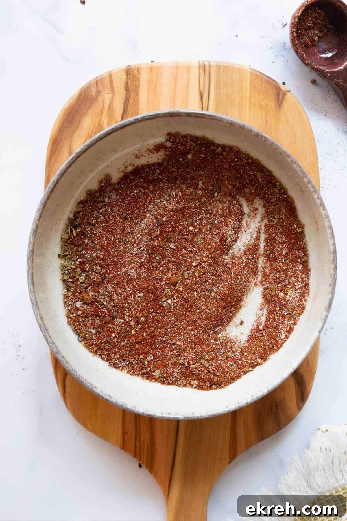 Homemade ground turkey seasoning in a bowl.