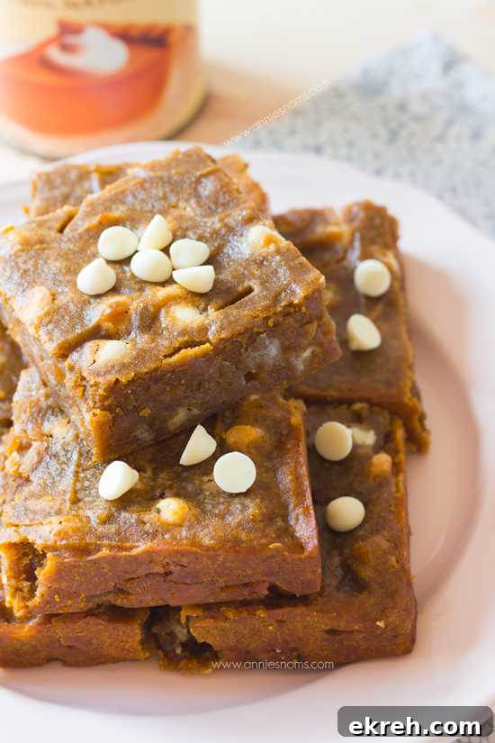 Pumpkin Blondies with White Chocolate Chips 4 Pumpkin White Chocolate Chip Blondies slices