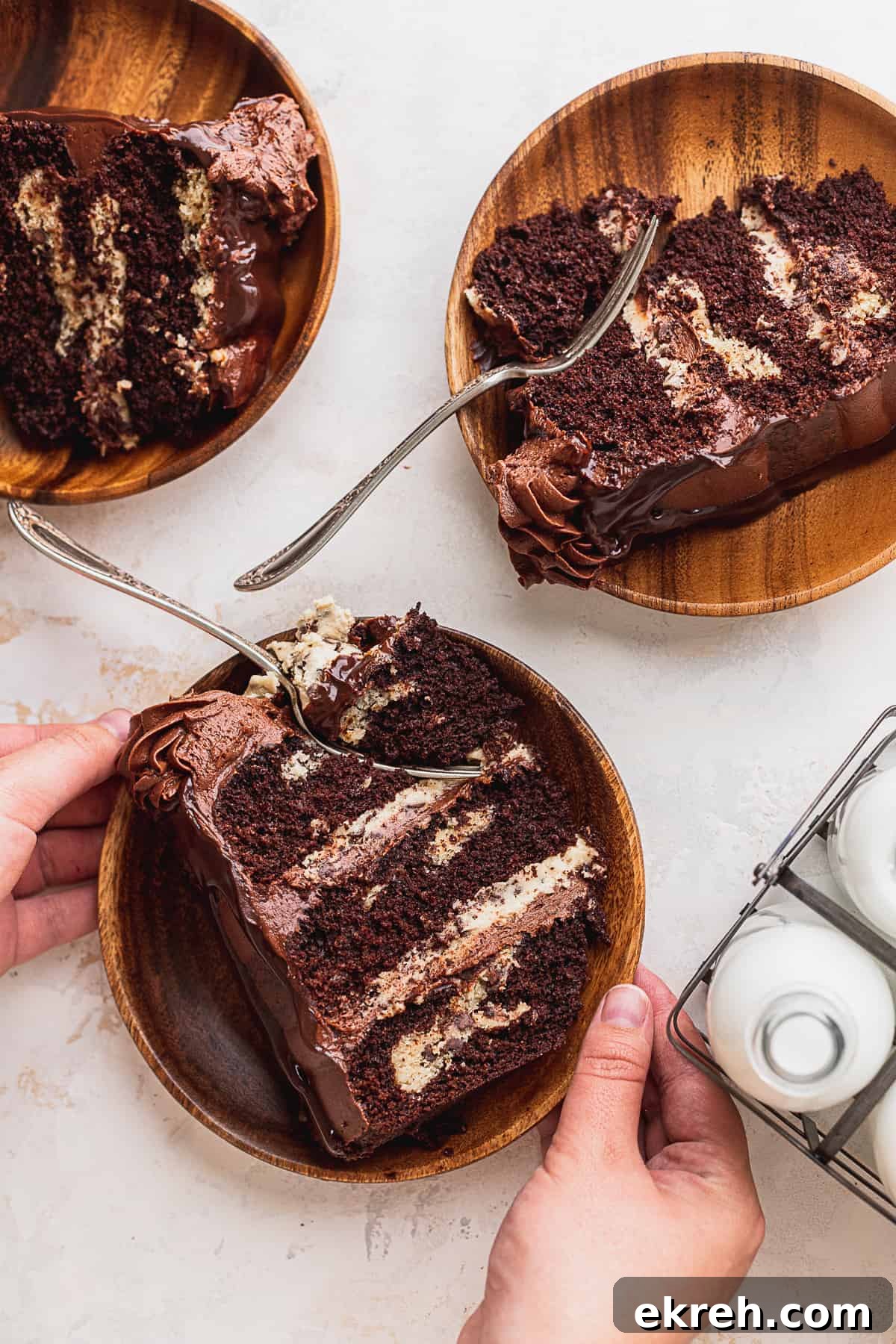 Taking a cake slice out.