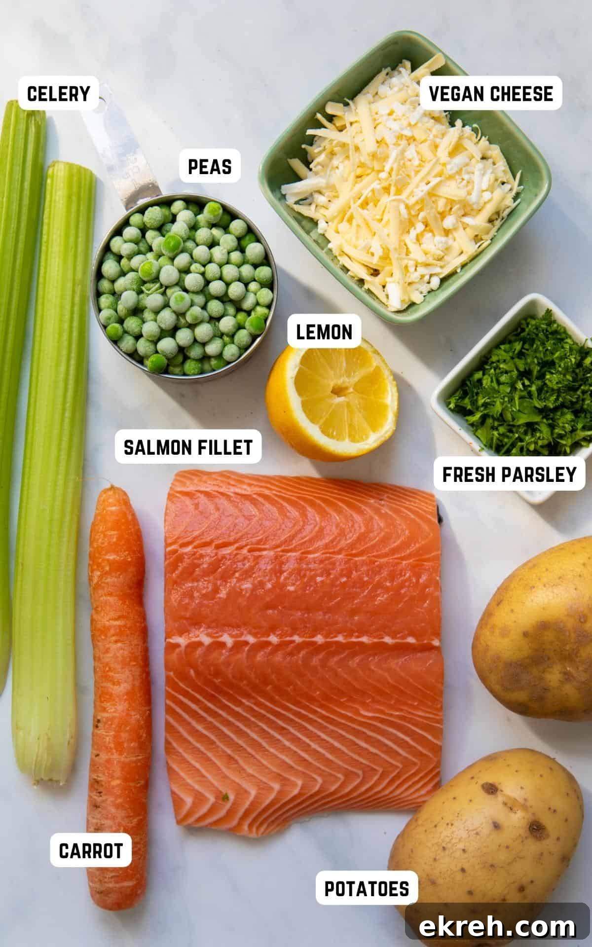 Ingredients to make Salmon Pie.