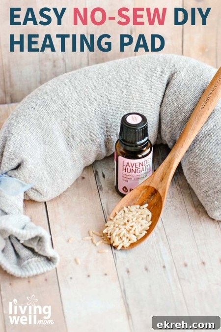 DIY Microwavable Rice Heating Pad - No Sewing Needed 2 easy no sew DIY heating pad pin