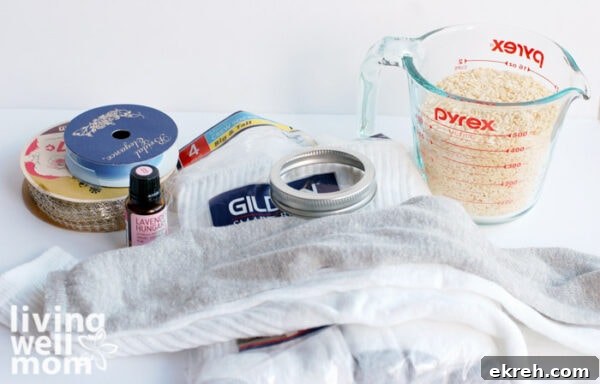 DIY Microwavable Rice Heating Pad - No Sewing Needed 4 Supplies for a DIY rice pack