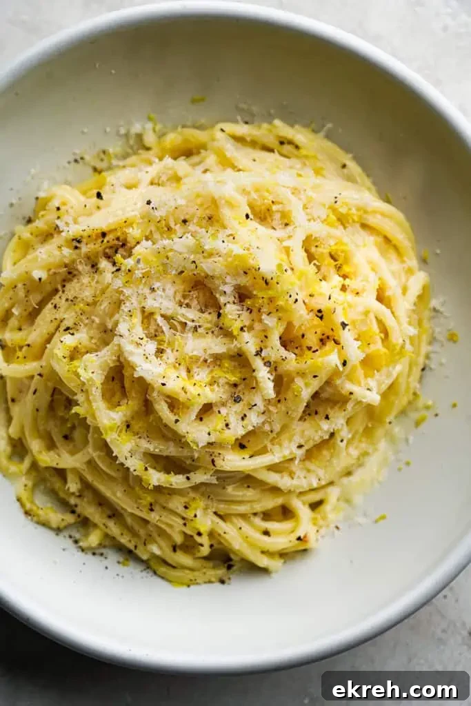 pasta al limone overhead