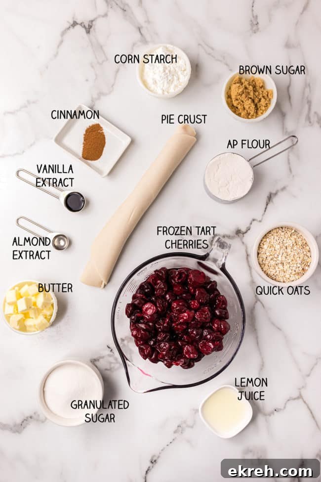 Cherry Crumb Pie with Frozen Tart Cherries 3 Cherry Crumb Pie ingredients