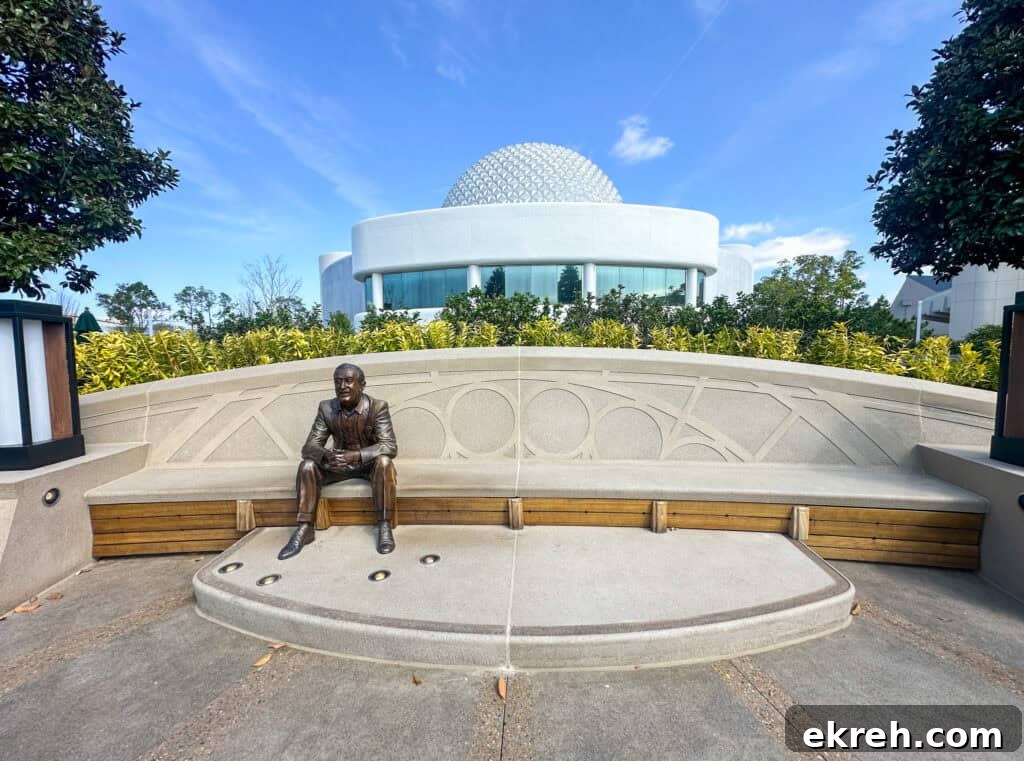 statue of Walt the Dreamer at Epcot.