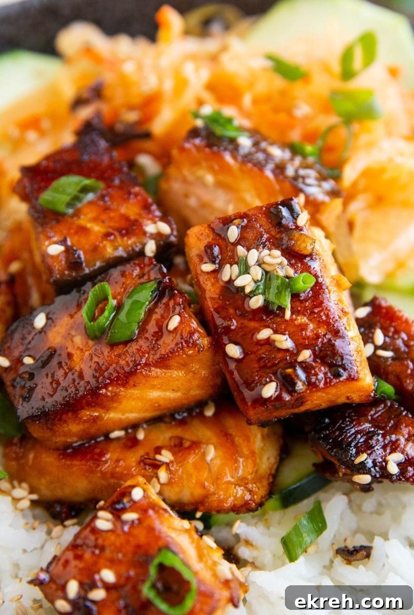 Close up image of crispy salmon fresh out of the skillet