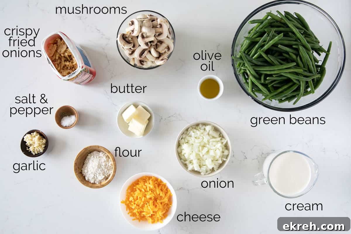 Ingredients for Green Bean Casserole.