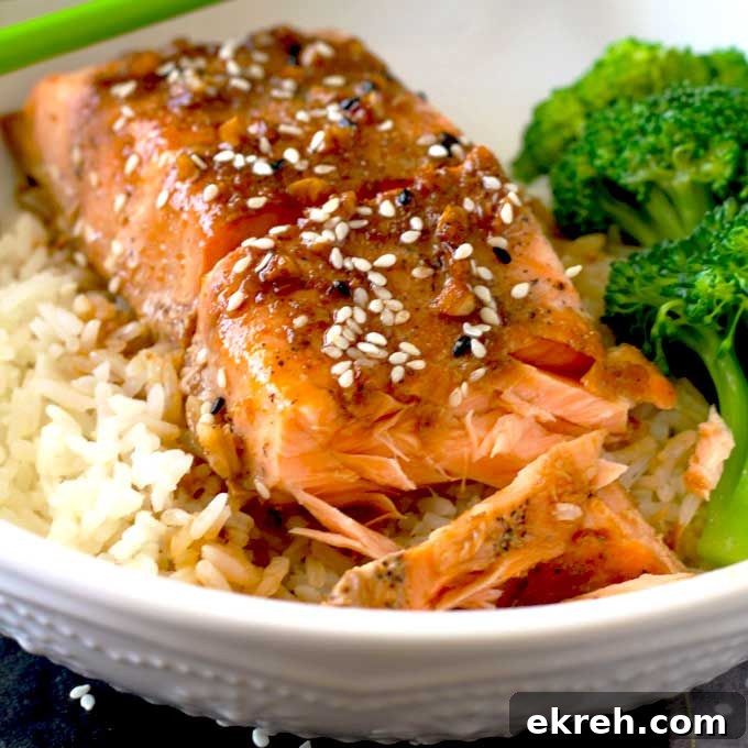Flaky Oven Baked Salmon topped with sesame seeds