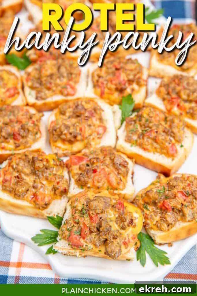 platter of hanky panky appetizers on a table with text overlay