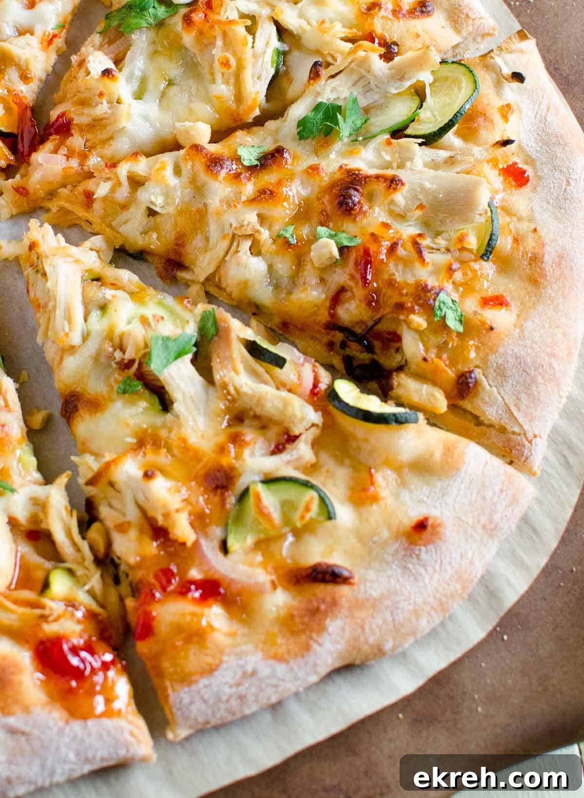 close up of thai pizza