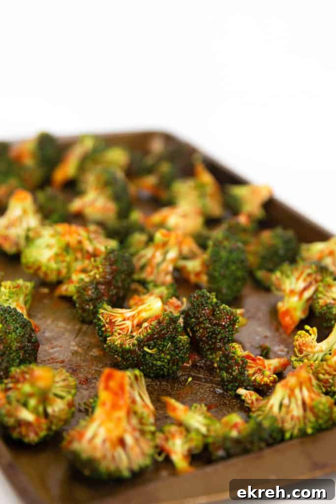 roasted sriracha broccoli on a plate