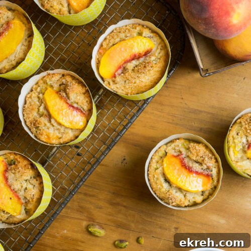 Peach pistachio muffins