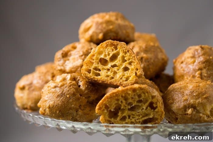 Cheese puffs baking on tray