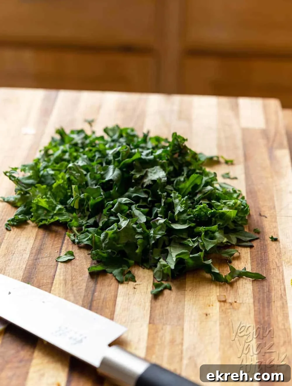 Image of chopped kale on a cutting board
