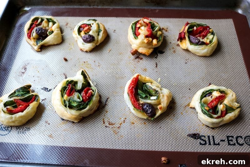 Greek Roll-Ups on baking sheet