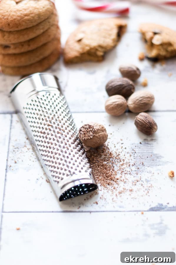 Nutmeg Cookies with Chocolate and Hazelnuts