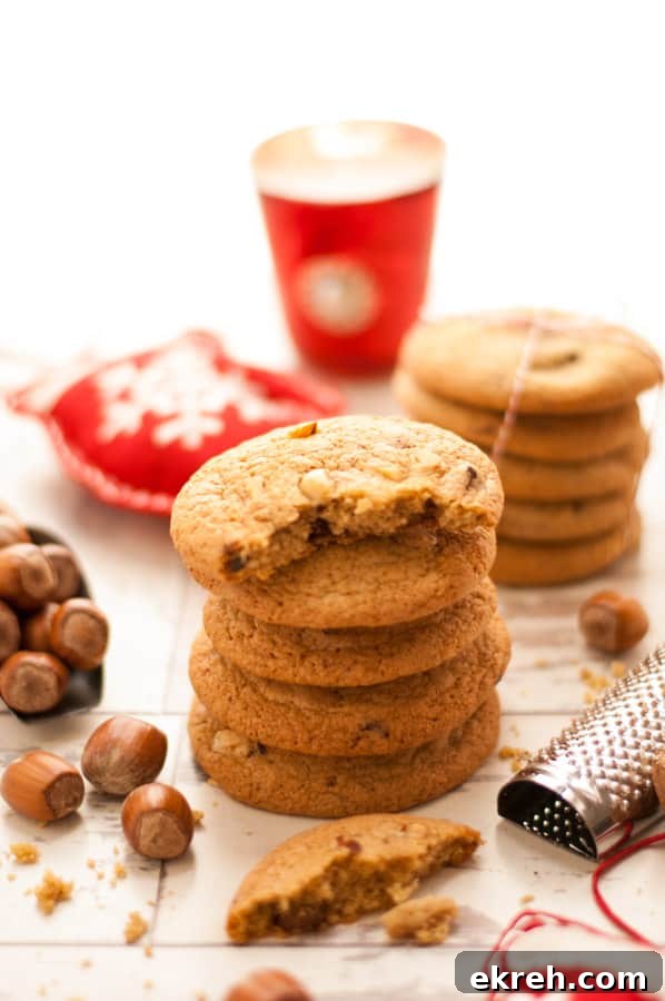Nutmeg Cookies with Chocolate and Hazelnuts